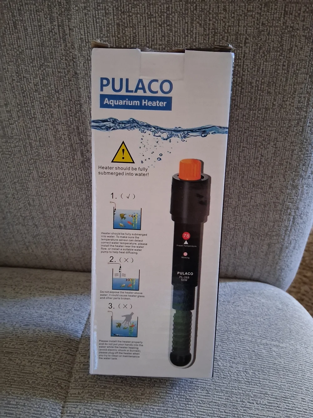 NIB Black Aquarium Heater- Adjustable Fish Tank Medium Sz Heater